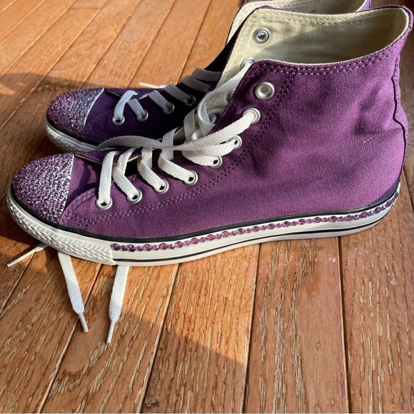 Custom Purple Rhinestone Converse - Picture 6 of 8
